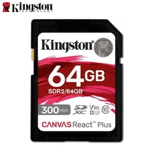 SD Memory Card Kingston 64 GB V90 UHS-II Canvas React Plus SD 8K/3D/VR Cameras - Picture 1 of 7