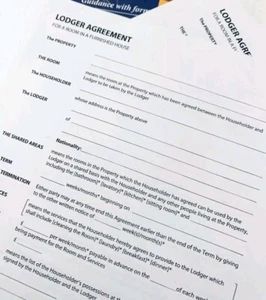 2 Copies LODGER / RENT A ROOM TENANCY AGREEMENT ROOM Rent Contract Settlement  - Picture 1 of 2