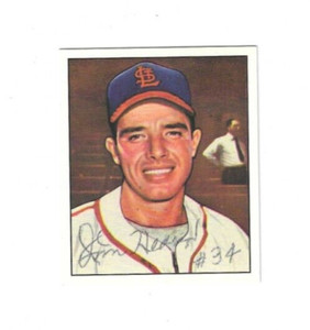 Signed 1950 Bowman Reprint Card JIM HEARN ST. LOUIS CARDINALS Glossy #208 w/COA