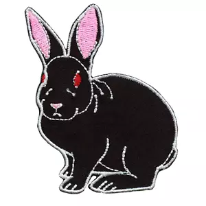 Black Evil Demon Hase Kaninchen bestickt Aufbügeln Aufnäher - Bild 1 von 1