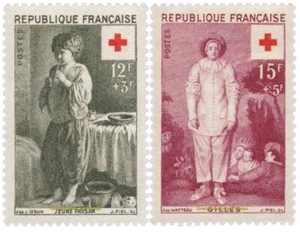 EBS France 1956 - Red Cross - Paintings - le Nain & Watteau - YT 1089-1090 MNH** - Picture 1 of 3