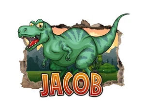 Personalised Any Name Dinosaur Design Wall Decal 3D Sticker Vinyl Bedroom 33 - Picture 1 of 5