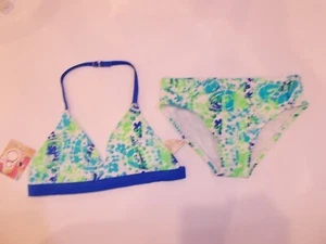 OP Girls Size 6/6X Green and Blue 2-Piece Bikini Swimsuit Set - Picture 1 of 5