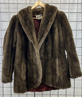 Abrigo Chaqueta TISSAVEL Francia Mujer Vintage Marrón Imitación Piel - Hecho en ISREAL Foto 1 de 4