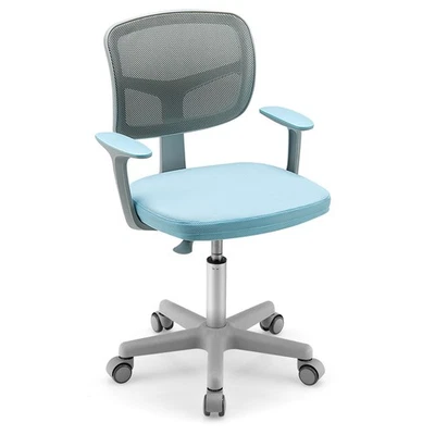 Kids Desk Chair Adjustable Height Children Study Chair w/Auto Brake Casters Blue - Image 1 of 4