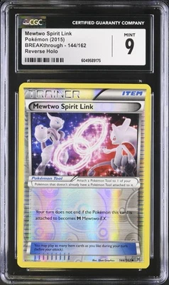 CGC 9 MINT Mewtwo Spirit Link 144/162 XY Breakthrough Reverse Holo 2015 Pokemon - Image 1 of 2
