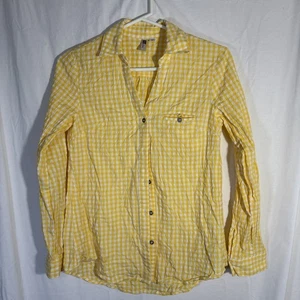 Kut From The Kloth Damen Hemd Größe XS gelb kariert Knopfleiste Rollriegelärmel - Bild 1 von 6