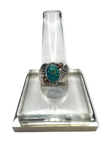 Blue Fire Opal Sterling Silver Ring Oval Bezel Leaf Design Size 7 - Picture 1 of 13