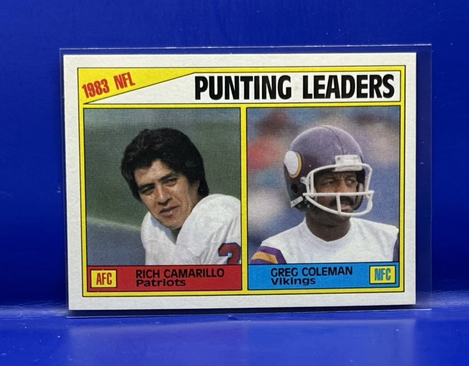 1984 Topps #207 1983 Punting Leaders Rich Camarillo Greg Coleman Patriots Viking - Image 1 of 2
