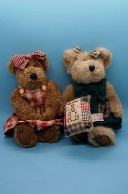 2 Boyd's Bears 10" Peluche Polly Quignapple y 10" Oso a Cuadros Vestido/Arco Foto 1 de 4