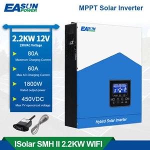 Easun 2200KW Solar Inverter 12V 230V Off Grid 80A MPPT Controller Wifi 55-450VDC - Picture 1 of 12