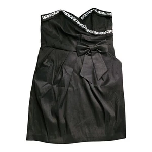 TABOO Black Rhinestone Jeweled Strapless Cocktail Dress Size 1X Babydoll Dress - Picture 1 of 12