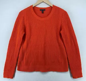 EILEEN FISHER Sweater S Recycled Cashmere Wool Ribbed Jumper Pullover Orange Red - Picture 1 of 12