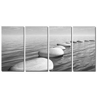 sechars - Zen Canvas Wall Art Peaceful Relaxing Grey Zen Stones Pictures Post... - Image 1 of 4