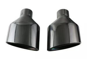 Cupra Leon Mk3 6" X 4" OVAL DUAL EXHAUST BLACK CHROME TAILPIPES TIPS (Set L+R) - Picture 1 of 4