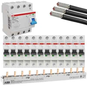 ABB-Set 1-12, FI-Schalter 40/0,03A, 12x LS-Schalter B16A, Verdrahtungsmaterial - Bild 1 von 1