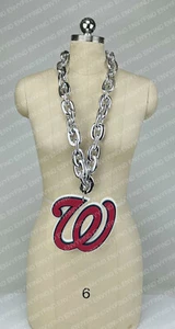 New MLB WASHINGTON NATIONALS SILVER Jumbo Big Fan Chain Necklace Foam MI USA - Picture 1 of 3