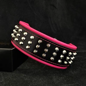 Collar de perro de cuero Bestia "Stud". 100% cuero. Hecho a mano. Suave acolchado. - Imagen 1 de 10