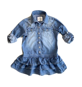 Justice Blue Denim Dress Ruffle Bottom Girls Size 8 - Picture 1 of 5