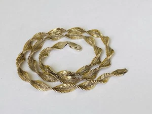 Vintage Italien Sterlingsilber 6 mm Fischgrät gedrehte Kette zweifarbig Halskette - Bild 1 von 16