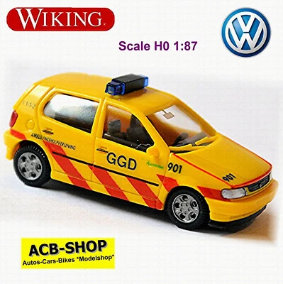 VW Polo III Tipo 6N Ggd 1994-97 Ambulanza Ambulancehulpverlening 1:87 Wiking - Immagine 1 di 2