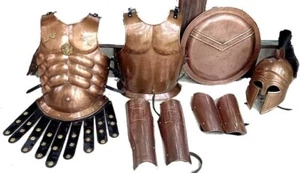 Medieval Armor Greek Corinthian Helmet W/Muscle Jacket Leg ARM Guards Costume - Picture 1 of 3