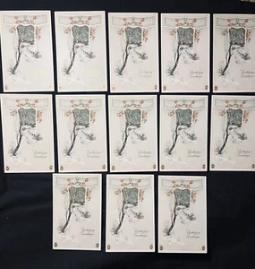 1915 Vintage Birthday Greeting Postcard Lot (13) Duplicates Winter Scene Unused - Picture 1 of 7