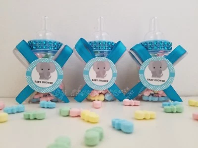 12 Biberones Rellenables Elefante Baby Shower Favores It's a Boy Premios Safari Jungla Foto 1 de 4