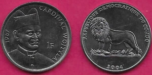 CONGO DEMOCRATIC REP 1 FRANC 2004 UNC 1 YEAR TYPE,(CARDINAL)25Th ANNIVERSARY POP - Picture 1 of 1