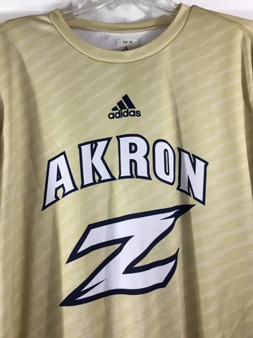 adidas Men’s XL Akron Zips Long Sleeve Performance T-Shirt Gold Z Logo Cover
