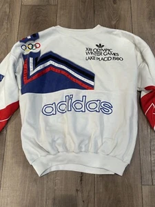 Vintage Adidas 1980 Lake Placid USA XIII Olympic Winter Game Sweatshirt Adult Xl - Picture 1 of 7