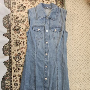 Long Denim Maxi Dress Button Down Size 8 - Picture 1 of 4