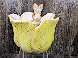 Ceramic Yellow Tulip Momma Rabbit Easter Candy Dish Planter 6X6 Collectible - Picture 1 of 12