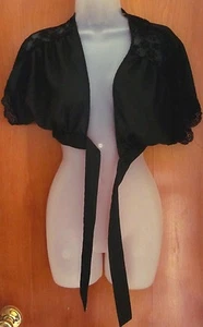 WET SEAL sexy juniors midriff crop XS open half blouse black lace shirt w/ ties - Picture 1 of 2