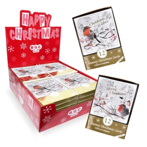 Packung mit 12 quadratischen folierten Weihnachtskarten - ROBIN - Bild 1 von 1