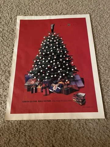 Vintage 2001 NIKE POWER DISTANCE GOLF BALLS Poster Print Ad "SANTA GO FAR" Cover