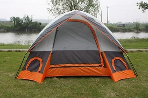 Elite Waterproof Double layer Outdoor 3 Person Camping Family Tent Orange/Grey - Picture 1 of 8