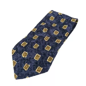 Ermenegildo Zegna Krawatte marine oliv hellbraun 100% Seide Made in Italy geometrisch Art Deco - Bild 1 von 8