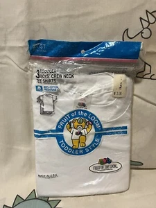 Vntg NOS NIP SEALED 1990 Fruit Loom Toddler 2T/3T Crew Neck Tee Shirt 3 Pack USA - Picture 1 of 2