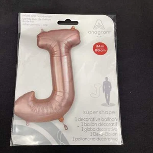Anagram Rose Colored Letter J Foil 34 in. Balloon - Picture 1 of 4