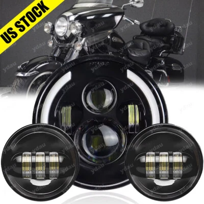 Faro LED de 7 pulgadas + luces de paso de 4,5" para Yamaha Royal Star Venture XVZ1300 Foto 1 de 4