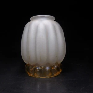 N24.404 tulipe verre opaline blanc orange lustre lampe éclairage art déco - Imagen 1 de 16