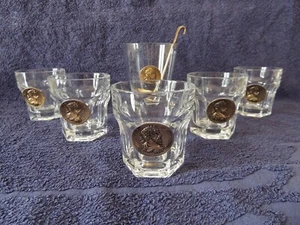 Collectible whiskey glass set decorated with bronze figure Emperor Caesar 7 piec - Picture 1 of 16