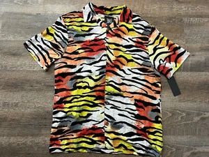Camicia uomo Ed Hardy taglia media stampa artigli di tigre 100% rayon con bottoni nuova - Foto 1 di 7