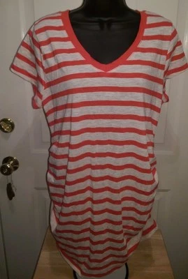 Camisa Top Blusa Planet Motherhood Mujer Talla XL X Grande Roja Beige Rayas Foto 1 de 4