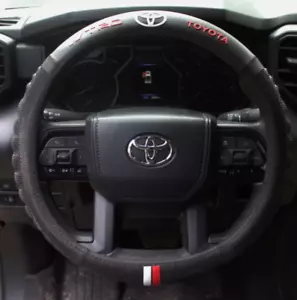 Steering Wheel Cover 15" Black Leather Anti-Slip for Toyota TRD - Picture 1 of 11