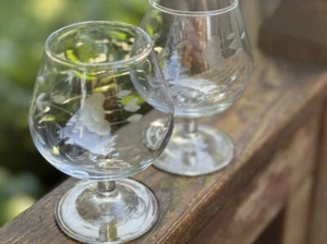 2 VTG Princess House Heritage Brandy Glasses 4.5" Etched Cognac Snifters - Picture 1 of 7