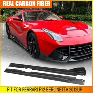 For Ferrari F12 Berlinetta 2012-17 Carbon Fiber Side Skirt Extension Lip Spoiler - Picture 1 of 7