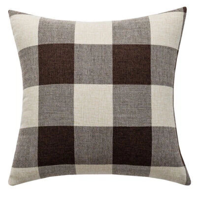 18" 20" 22" 24" Tartan Check Linen Cushion Cover Pillow Cases Waist Home Decor - Image 1 of 4