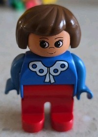 LEGO DUPLO - WOMEN RED AND BLUE TRAIN SET - 2932 - 2741 - VINTAGE - USED